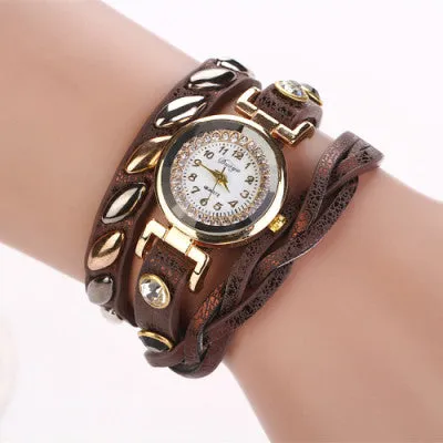 New Fashion famous woman watches 2017 top brand luxury Casual watches women designer bracelets Leather quartz watch Gold color