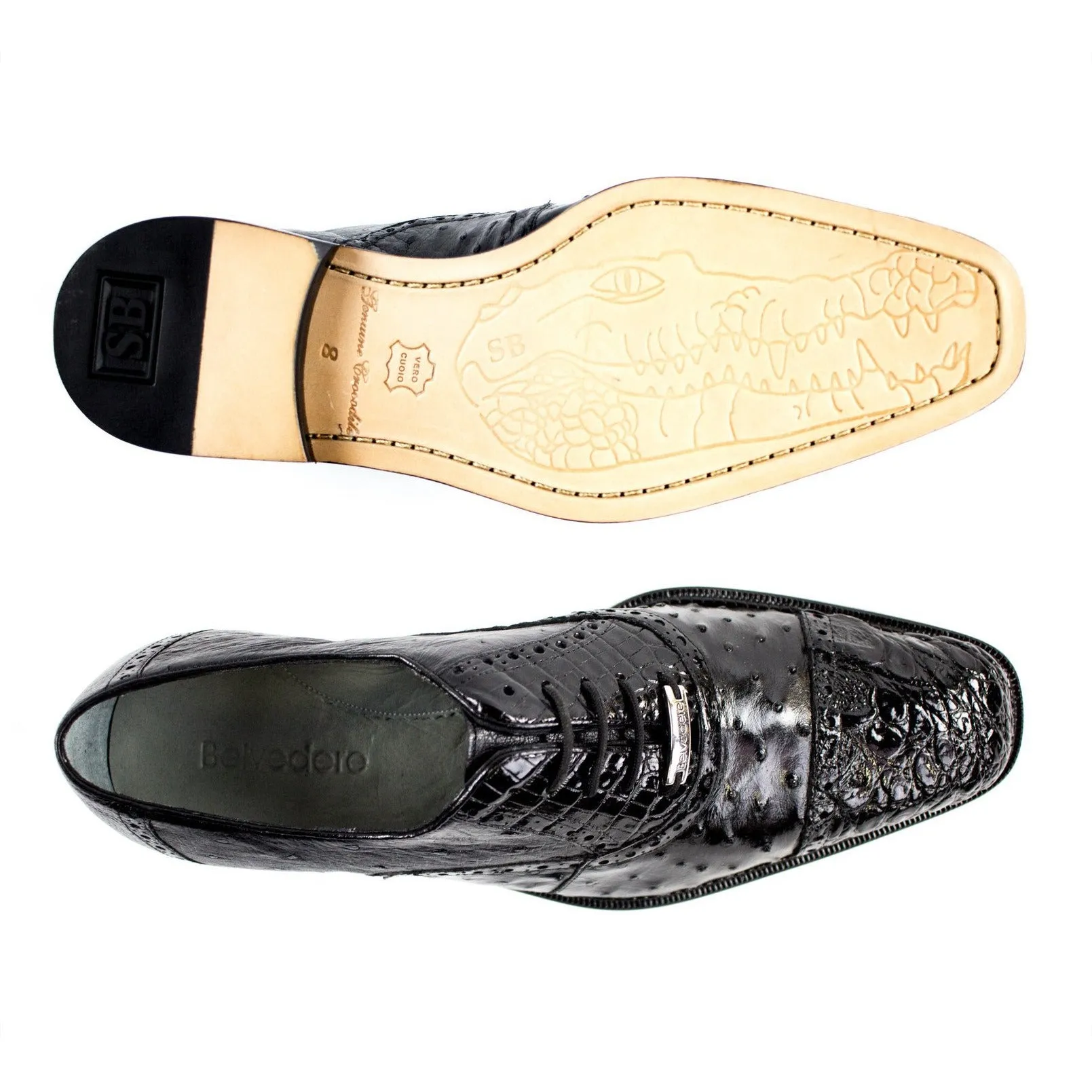 Onesto II Ostrich & Crocodile Oxford by Belvedere