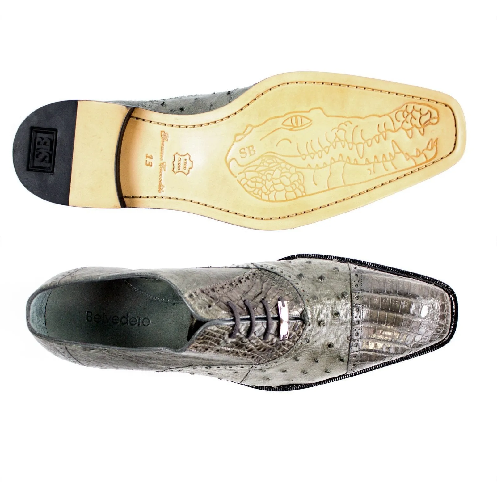 Onesto II Ostrich & Crocodile Oxford by Belvedere