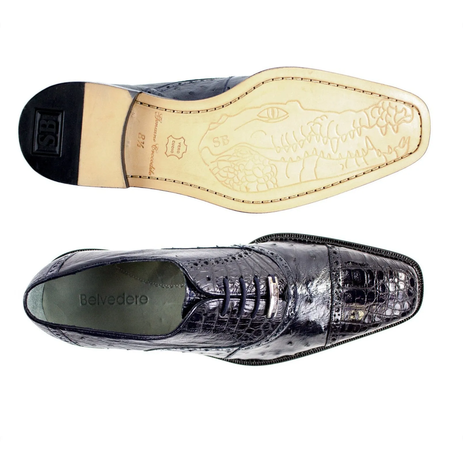 Onesto II Ostrich & Crocodile Oxford by Belvedere