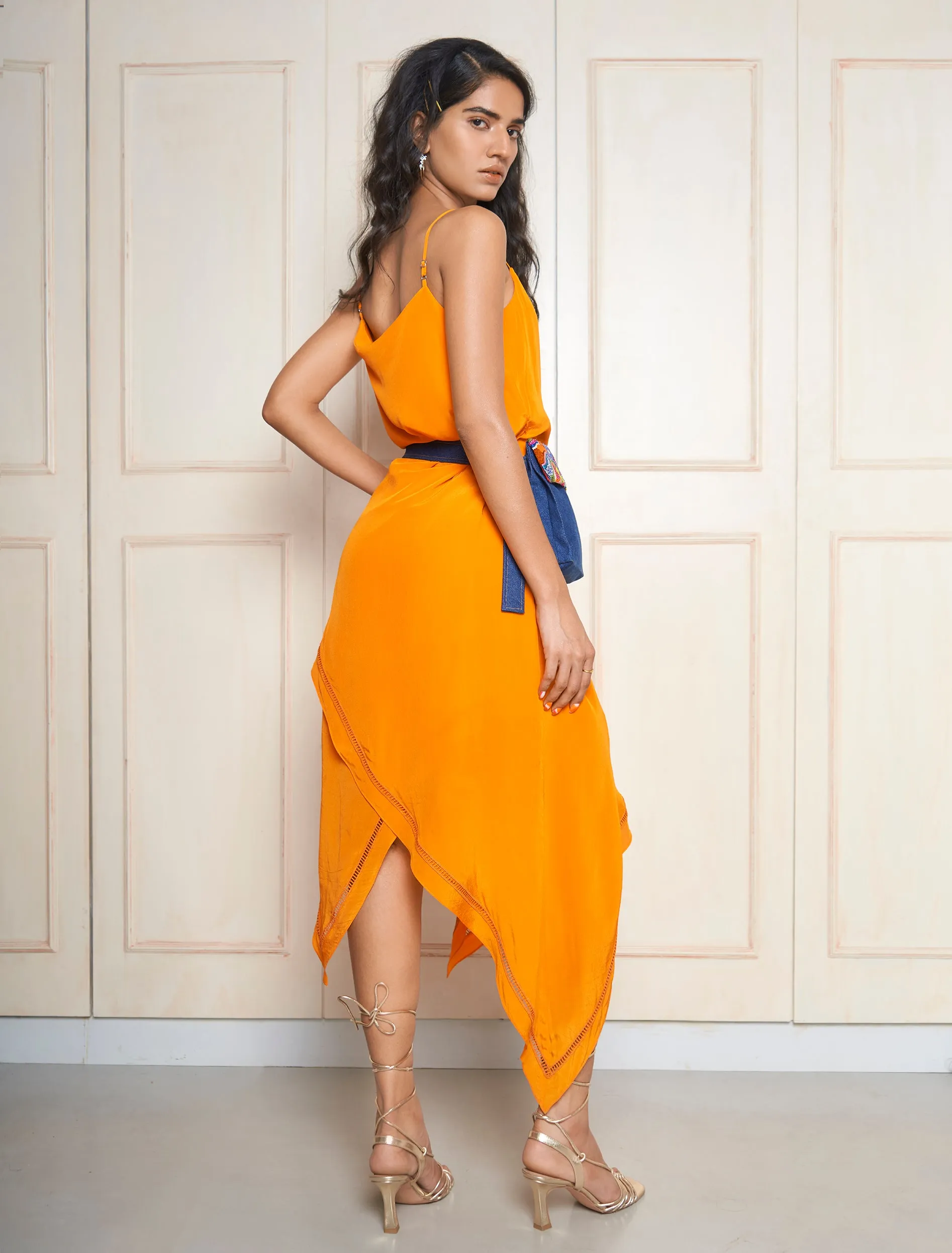 Orange Layered Slip Dress