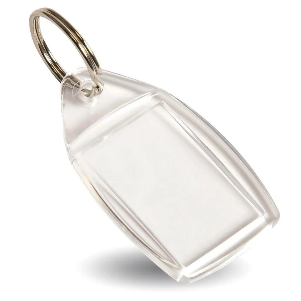 P5 Rectangular Blank Plastic Photo Insert Keyring - 35 x 24mm - Pack of 50