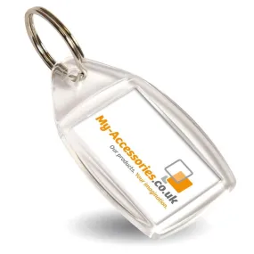 P5 Rectangular Blank Plastic Photo Insert Keyring - 35 x 24mm - Pack of 50