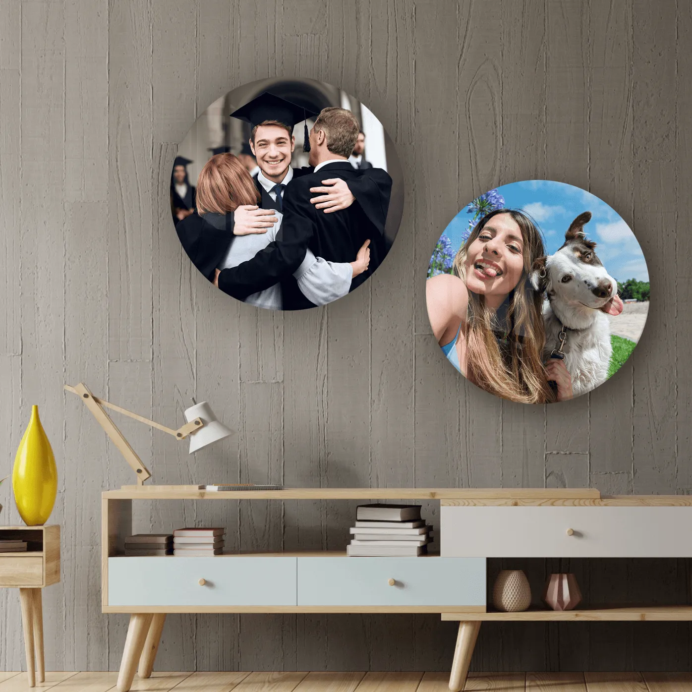 ."Custom Printing". Rounded Shape Glass Wall Art