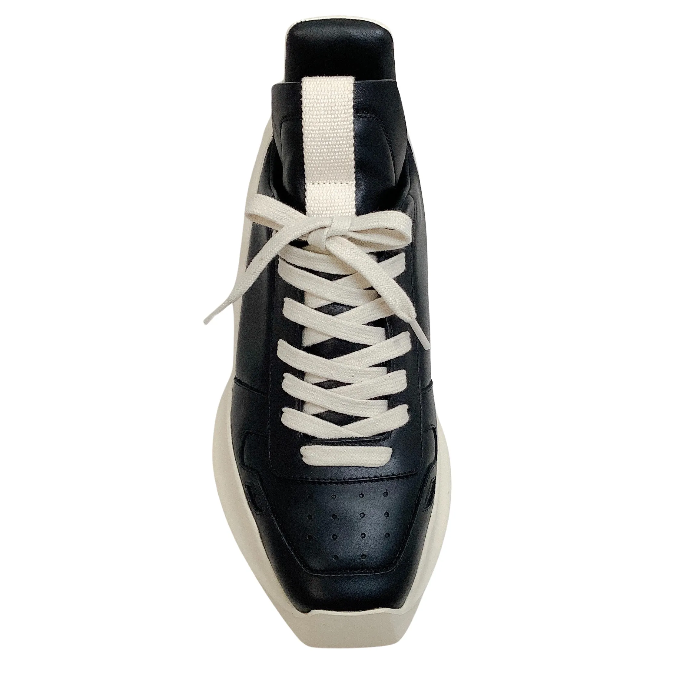 Rick Owens Black / Milk Leather Geth Runner Sneakers