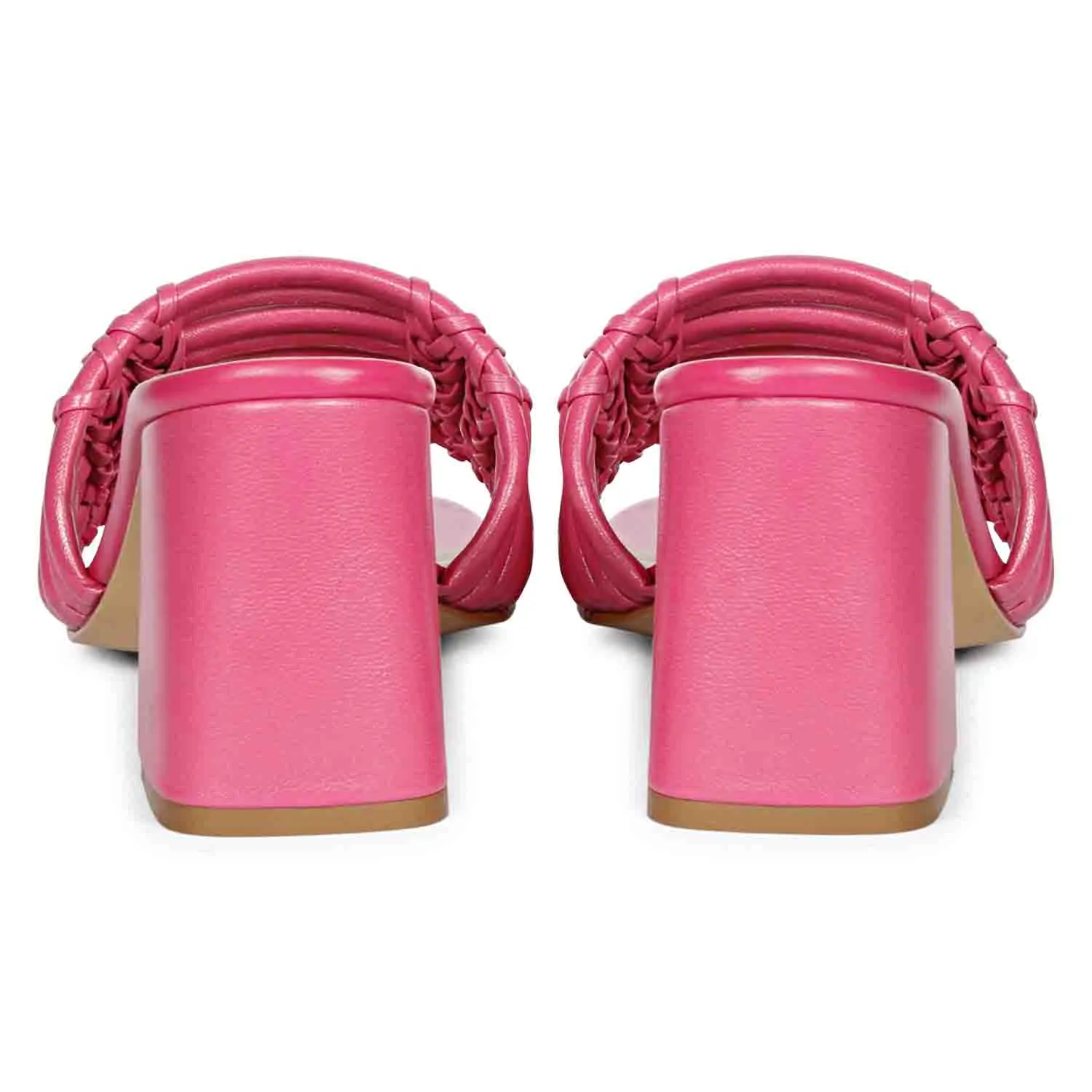 Saint Bethany Strappy Hot Pink Leather Block Heels