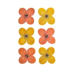 Self-Adhesive Flower Embellishment, 1-1/2-Inch, 6-Count, Citrus