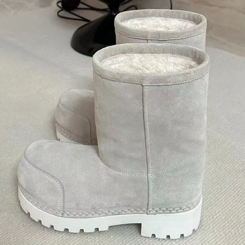 Sheepskin Thick Sole Anti-Slip Short Plush Warm Winter 2024 Shoes