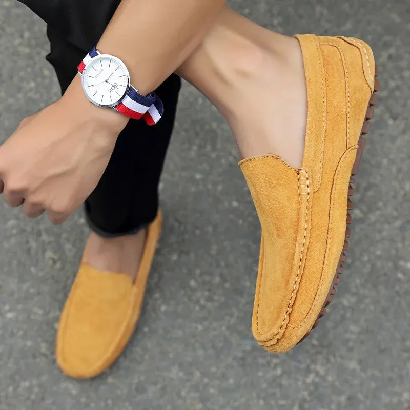 Suede Leather Round Toe Loafers