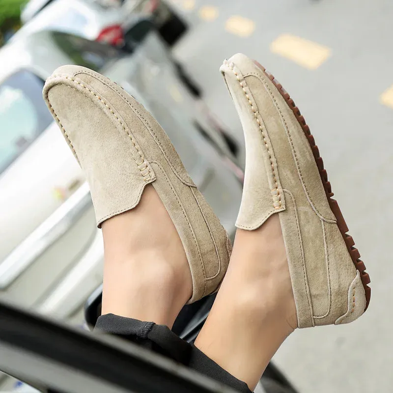 Suede Leather Round Toe Loafers