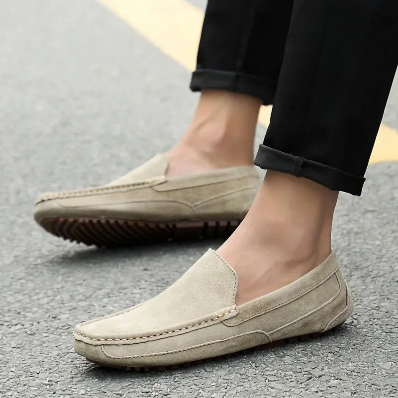 Suede Leather Round Toe Loafers