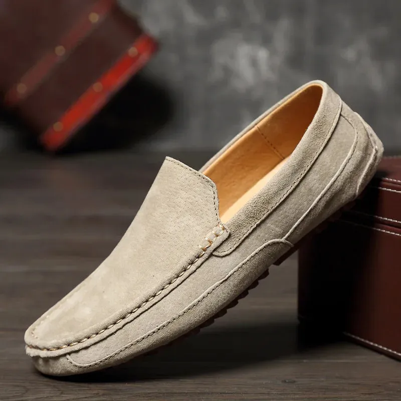 Suede Leather Round Toe Loafers