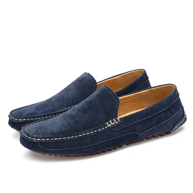 Suede Leather Round Toe Loafers