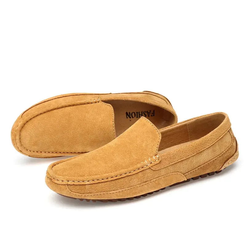 Suede Leather Round Toe Loafers