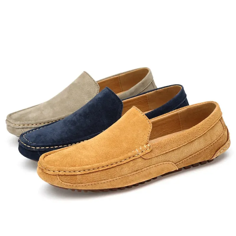 Suede Leather Round Toe Loafers