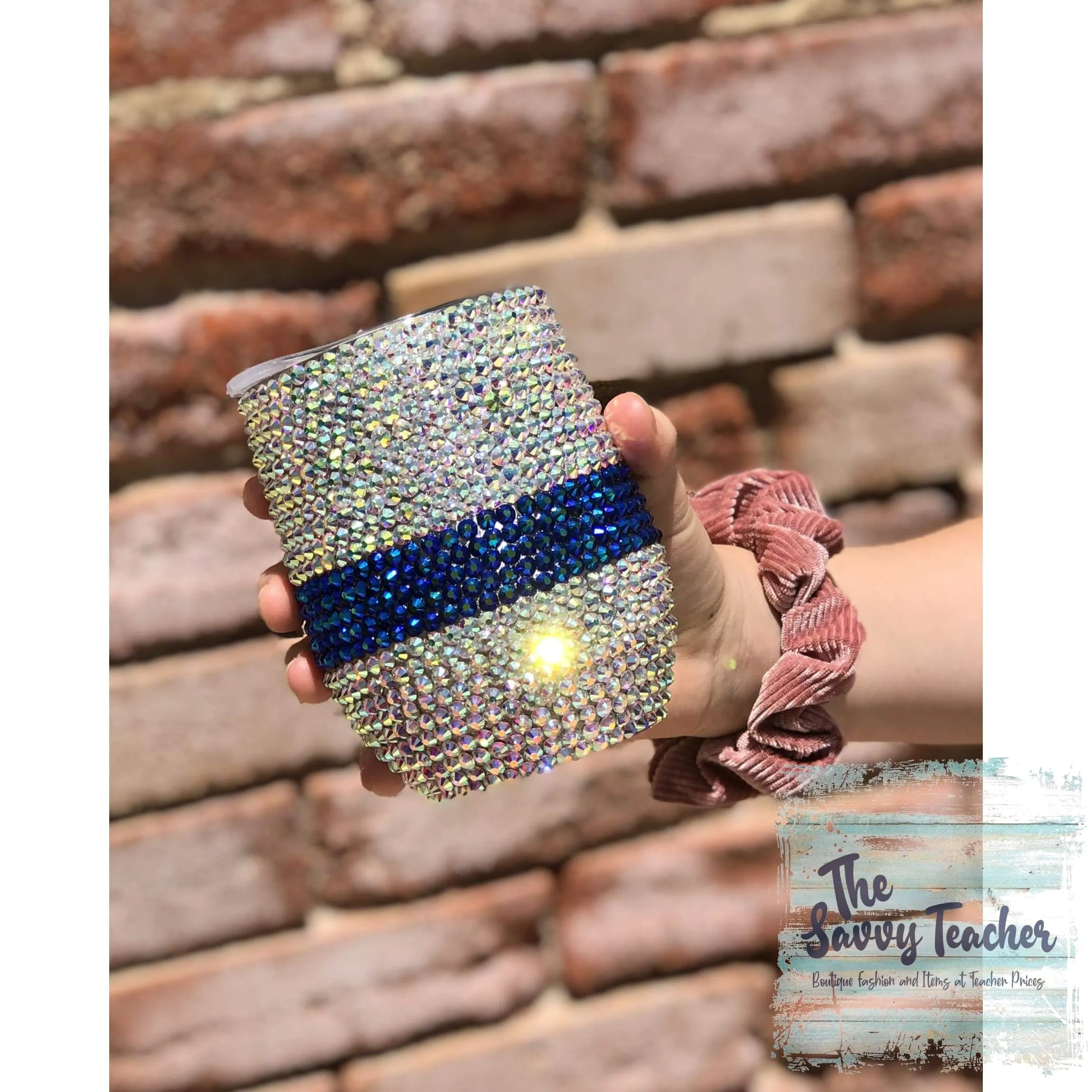 Thin Blue Line Rhinestone Wine Tumbler