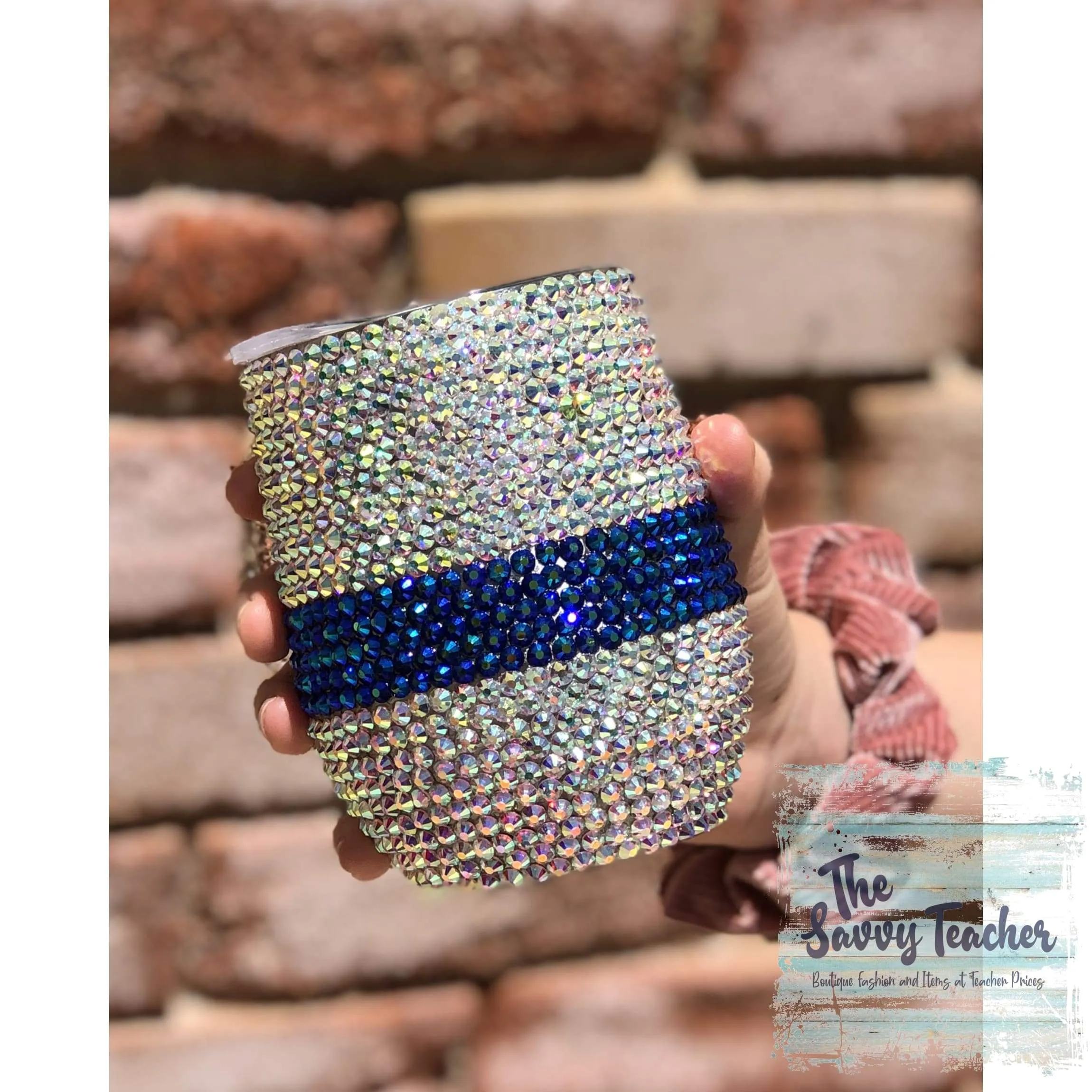 Thin Blue Line Rhinestone Wine Tumbler