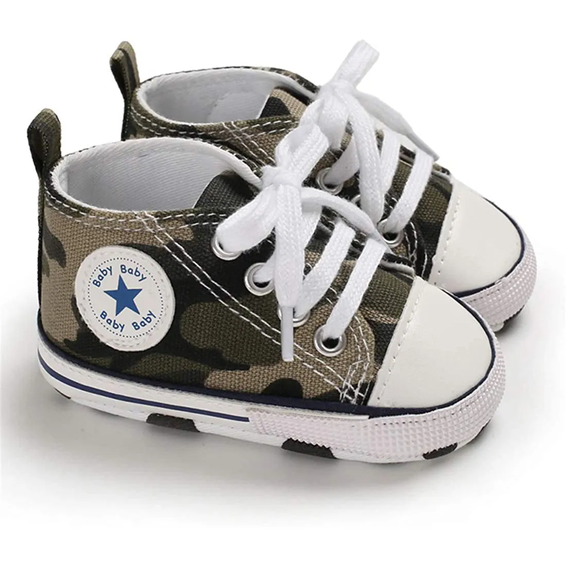 Unisex High Top Sneaker Soft Anti-Slip Sole Newborn Infant Denim Shoes