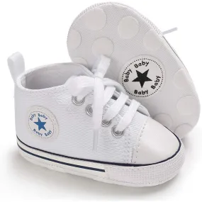 Unisex High Top Sneaker Soft Anti-Slip Sole Newborn Infant Denim Shoes