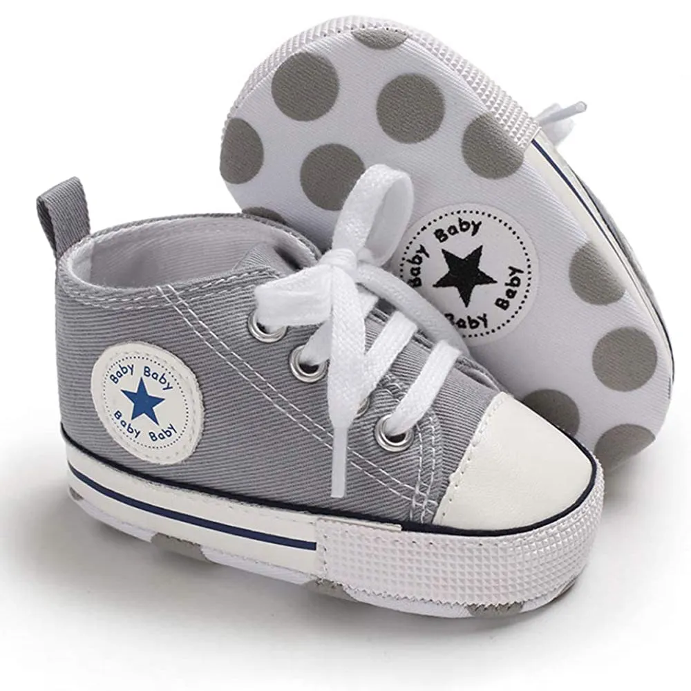 Unisex High Top Sneaker Soft Anti-Slip Sole Newborn Infant Denim Shoes