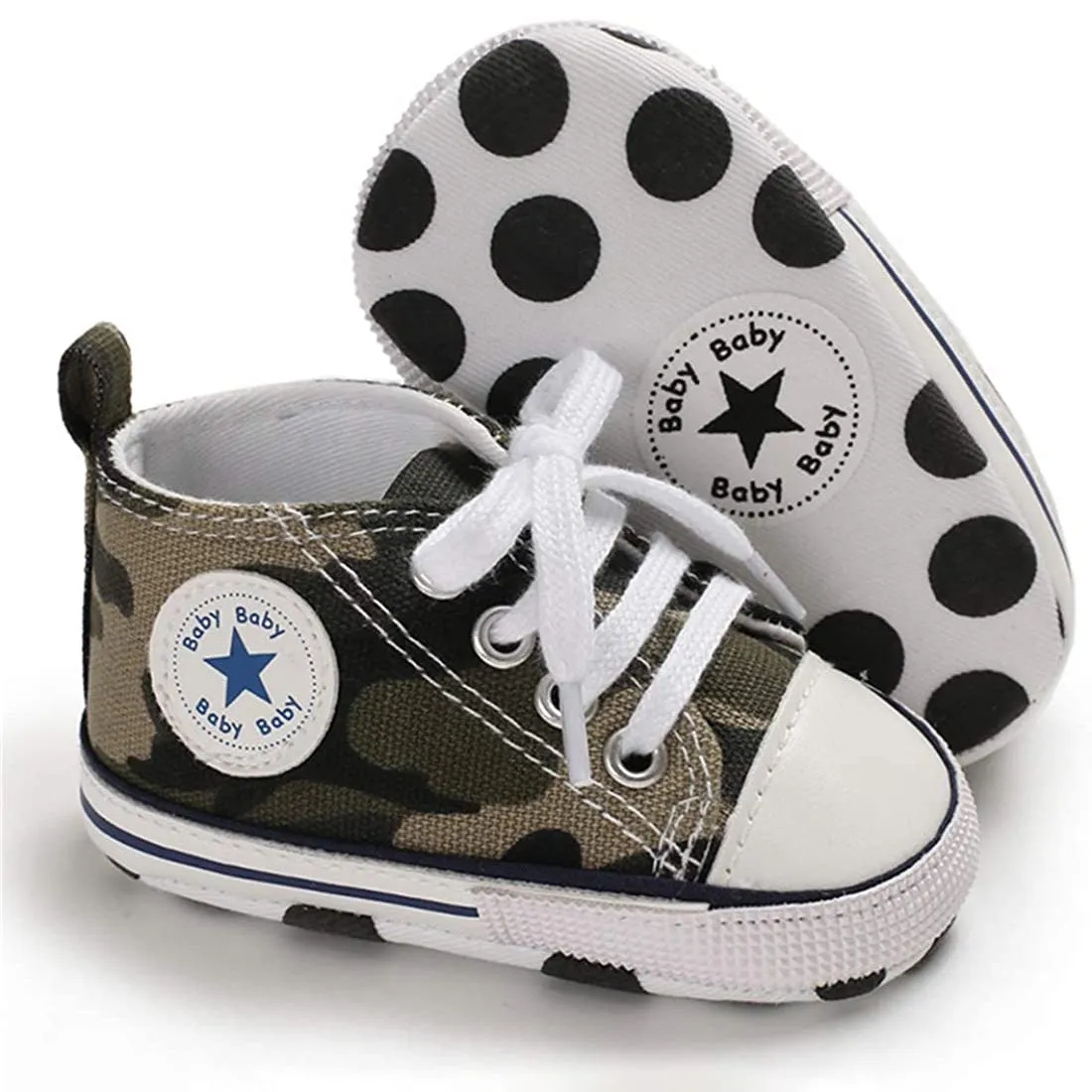 Unisex High Top Sneaker Soft Anti-Slip Sole Newborn Infant Denim Shoes