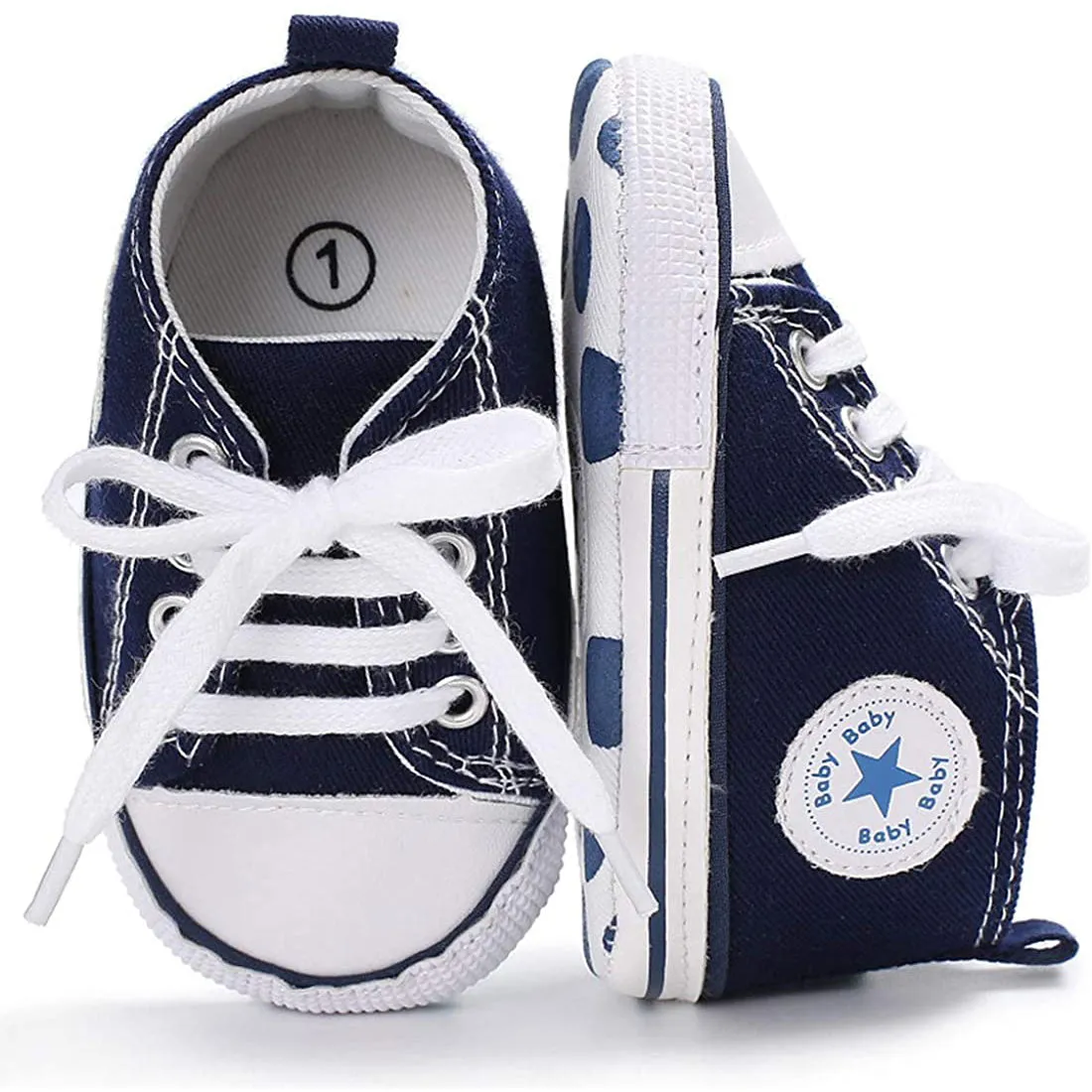 Unisex High Top Sneaker Soft Anti-Slip Sole Newborn Infant Denim Shoes