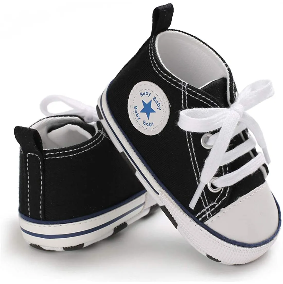 Unisex High Top Sneaker Soft Anti-Slip Sole Newborn Infant Denim Shoes