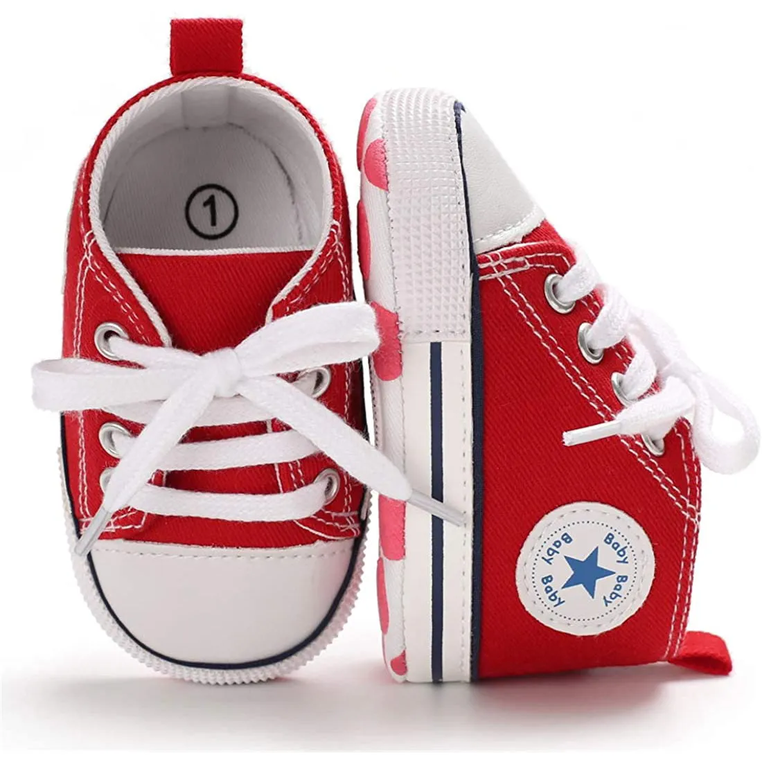 Unisex High Top Sneaker Soft Anti-Slip Sole Newborn Infant Denim Shoes