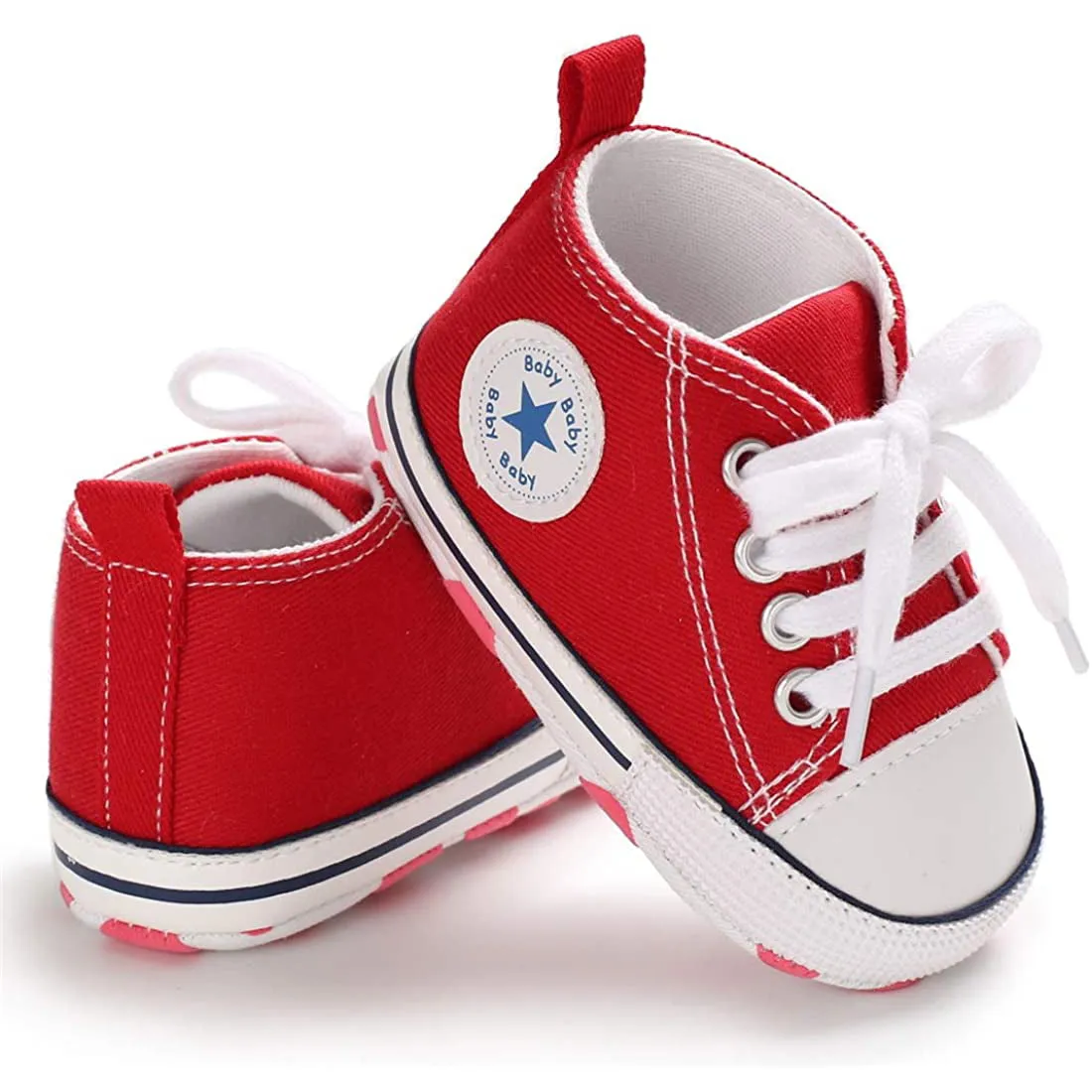 Unisex High Top Sneaker Soft Anti-Slip Sole Newborn Infant Denim Shoes