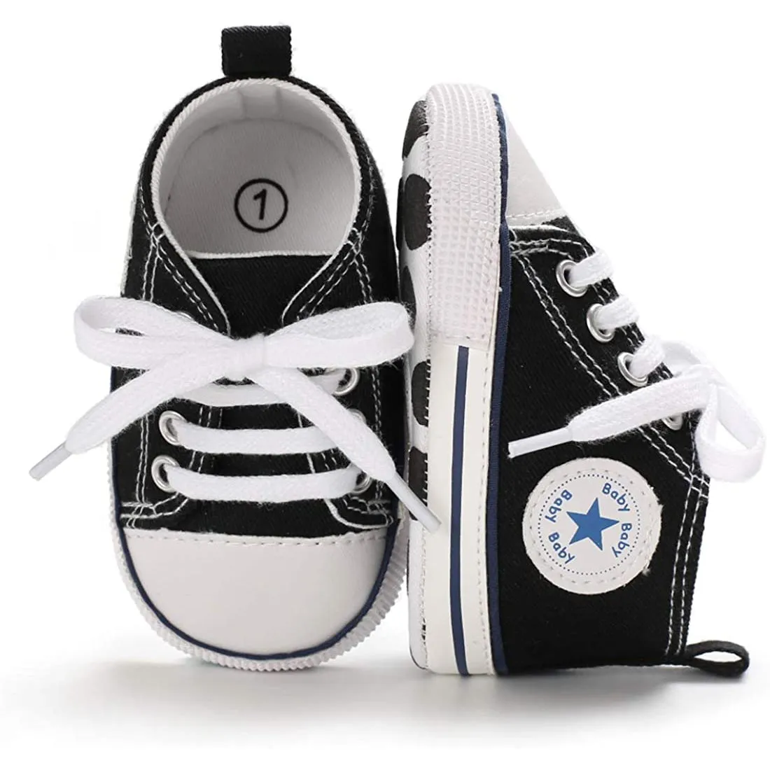 Unisex High Top Sneaker Soft Anti-Slip Sole Newborn Infant Denim Shoes