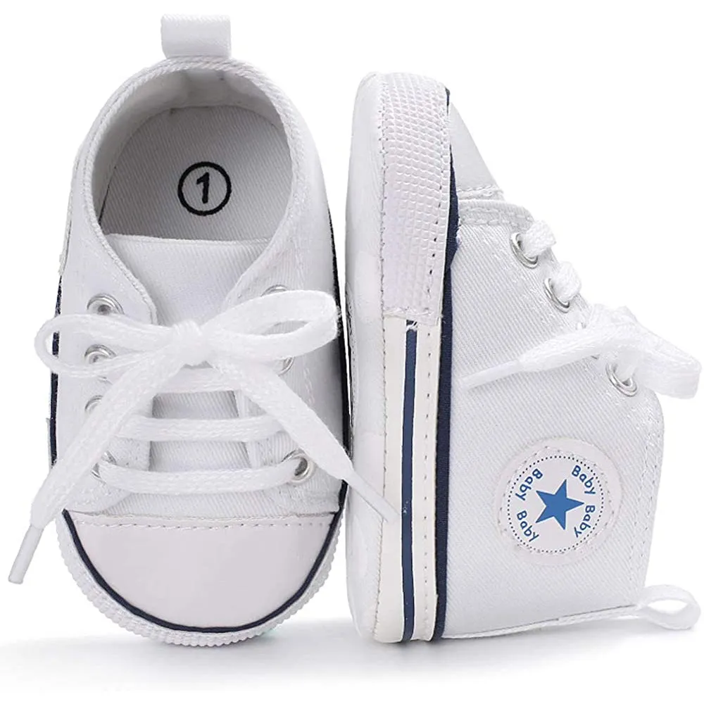 Unisex High Top Sneaker Soft Anti-Slip Sole Newborn Infant Denim Shoes