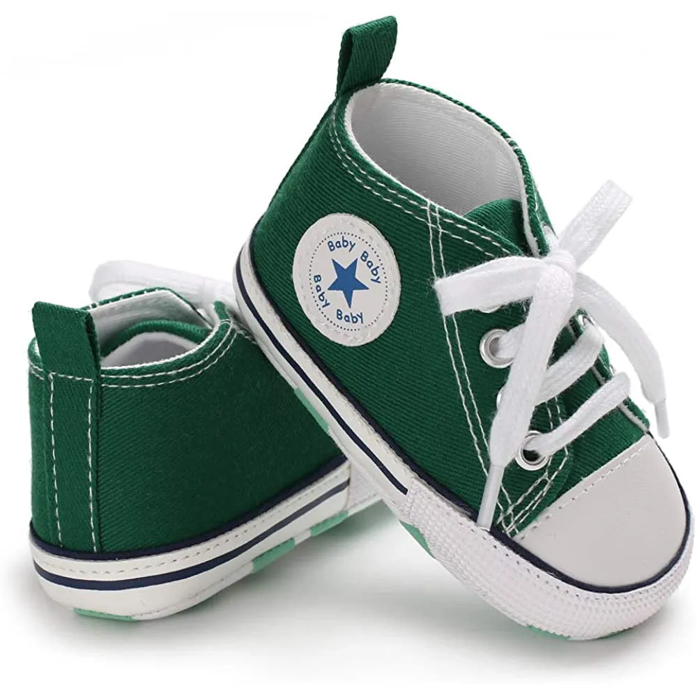 Unisex High Top Sneaker Soft Anti-Slip Sole Newborn Infant Denim Shoes