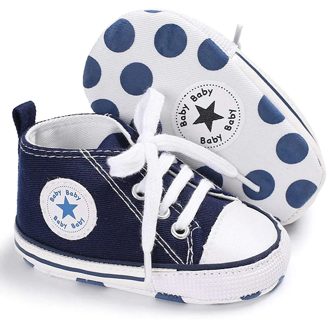 Unisex High Top Sneaker Soft Anti-Slip Sole Newborn Infant Denim Shoes