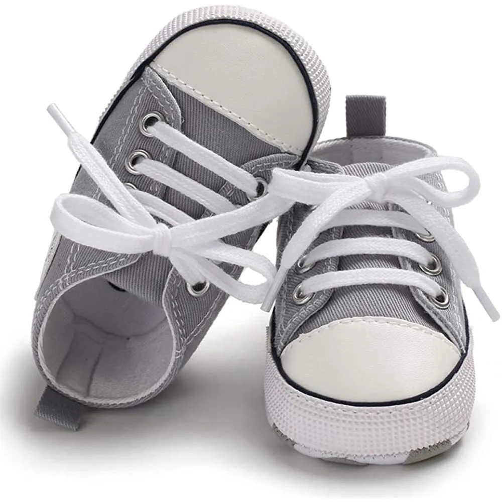 Unisex High Top Sneaker Soft Anti-Slip Sole Newborn Infant Denim Shoes