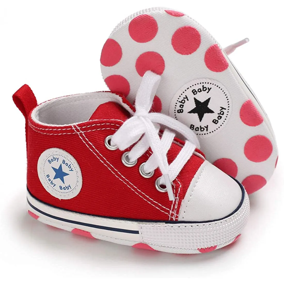 Unisex High Top Sneaker Soft Anti-Slip Sole Newborn Infant Denim Shoes