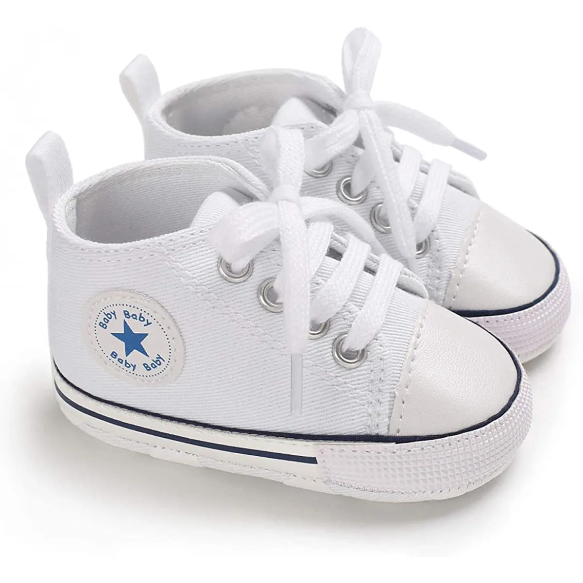 Unisex High Top Sneaker Soft Anti-Slip Sole Newborn Infant Denim Shoes