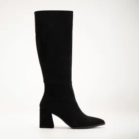 Valerie - Black Suede Knee High Boots