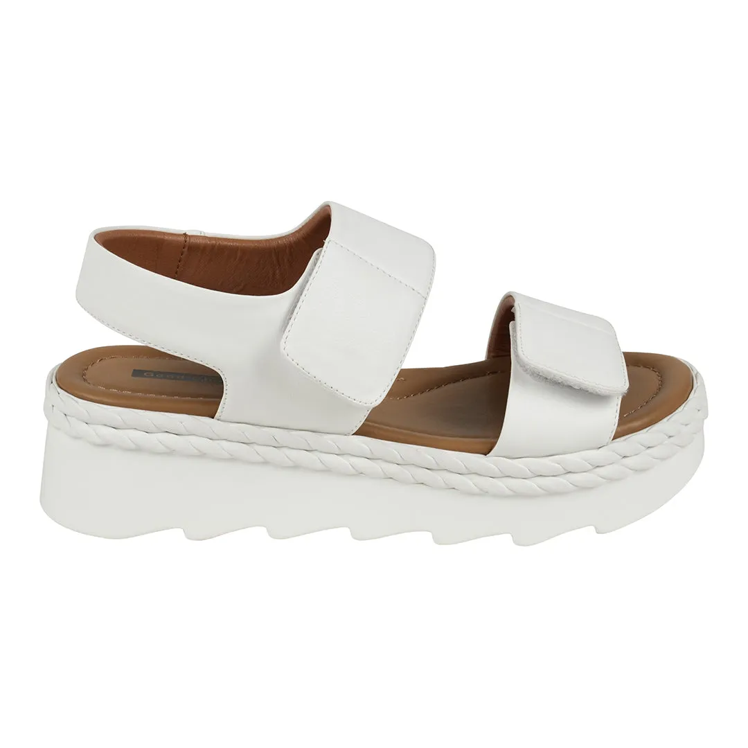 Vosa white Double Band Velcro Platform Sandals