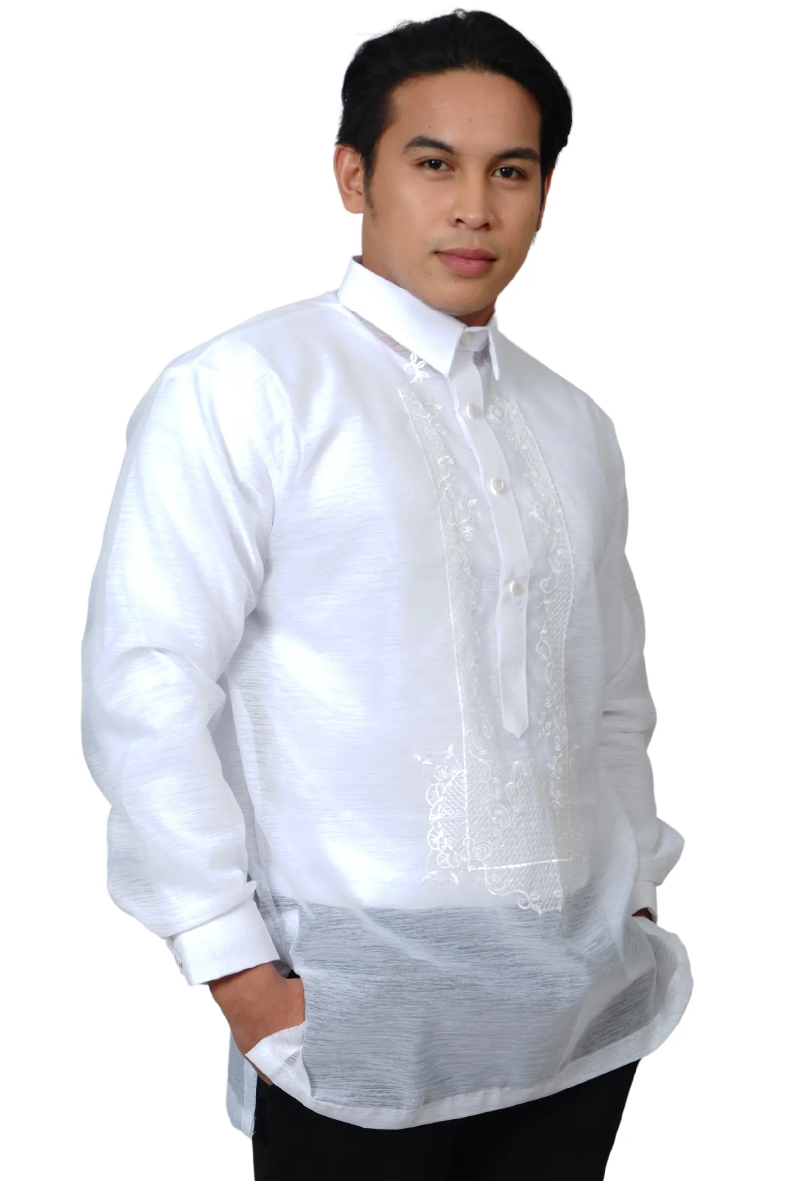 White Classic Barong Tagalog -  Davide - JS12