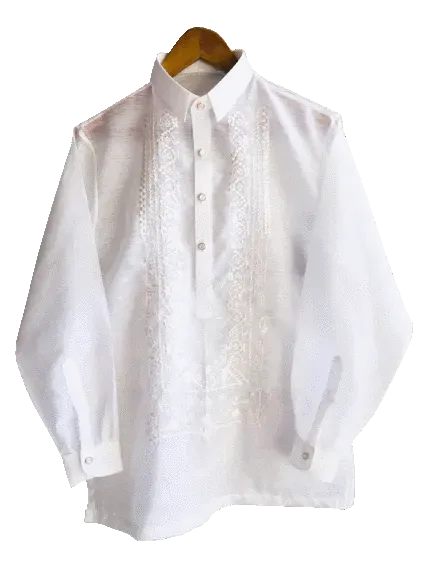 White Classic Barong Tagalog -  Davide - JS12