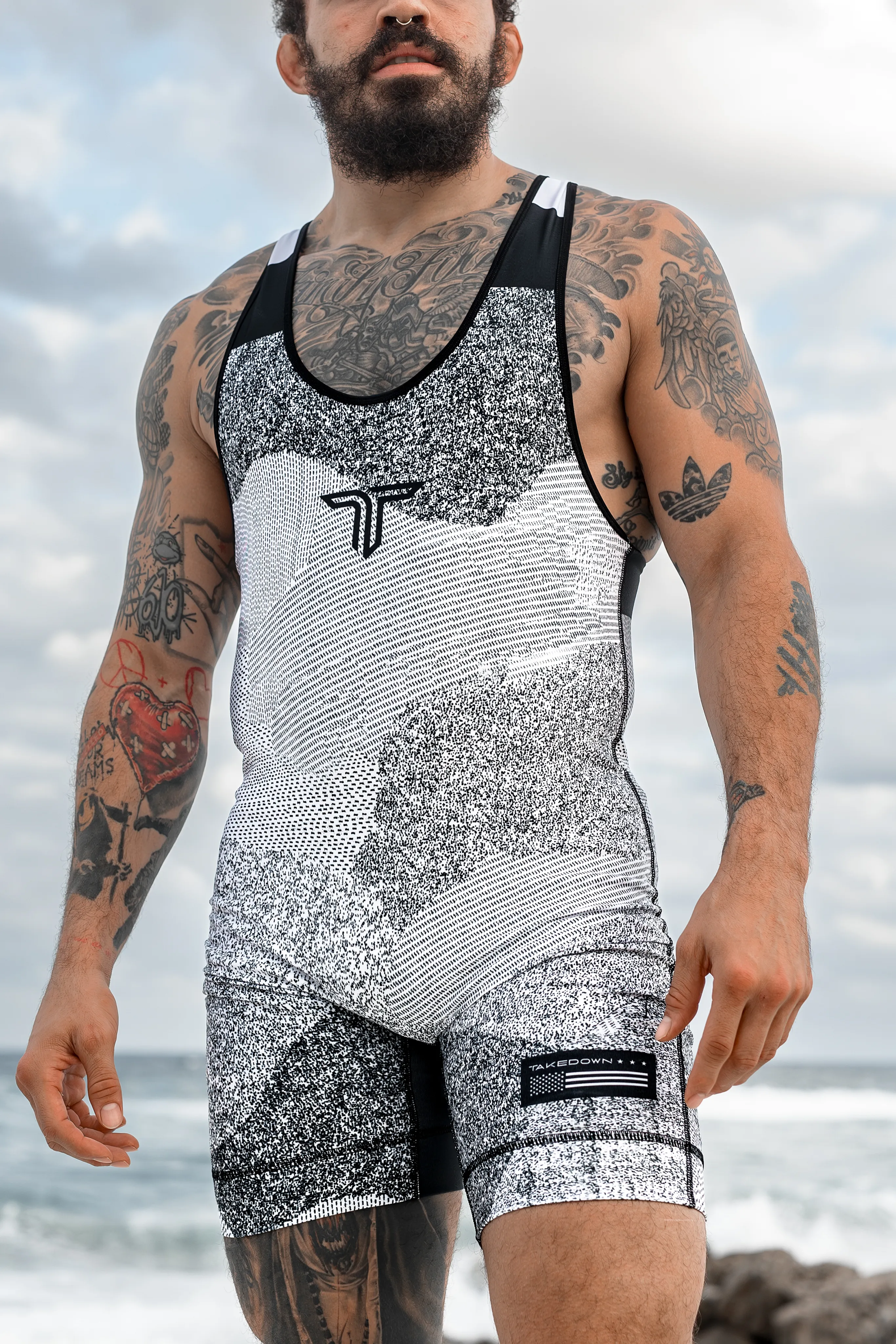 White Night Vision Wrestling Singlet