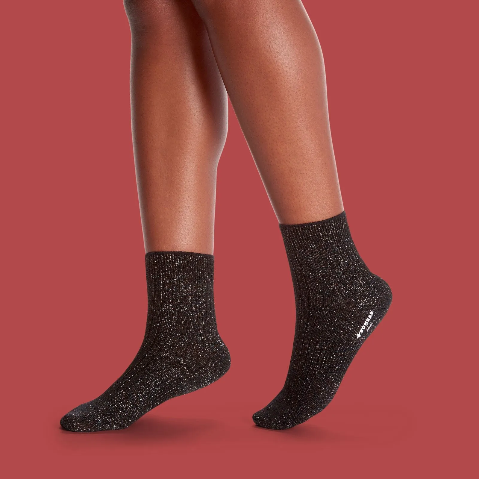 Women's Lightweight Sparkle Ribbed Quarter Socks