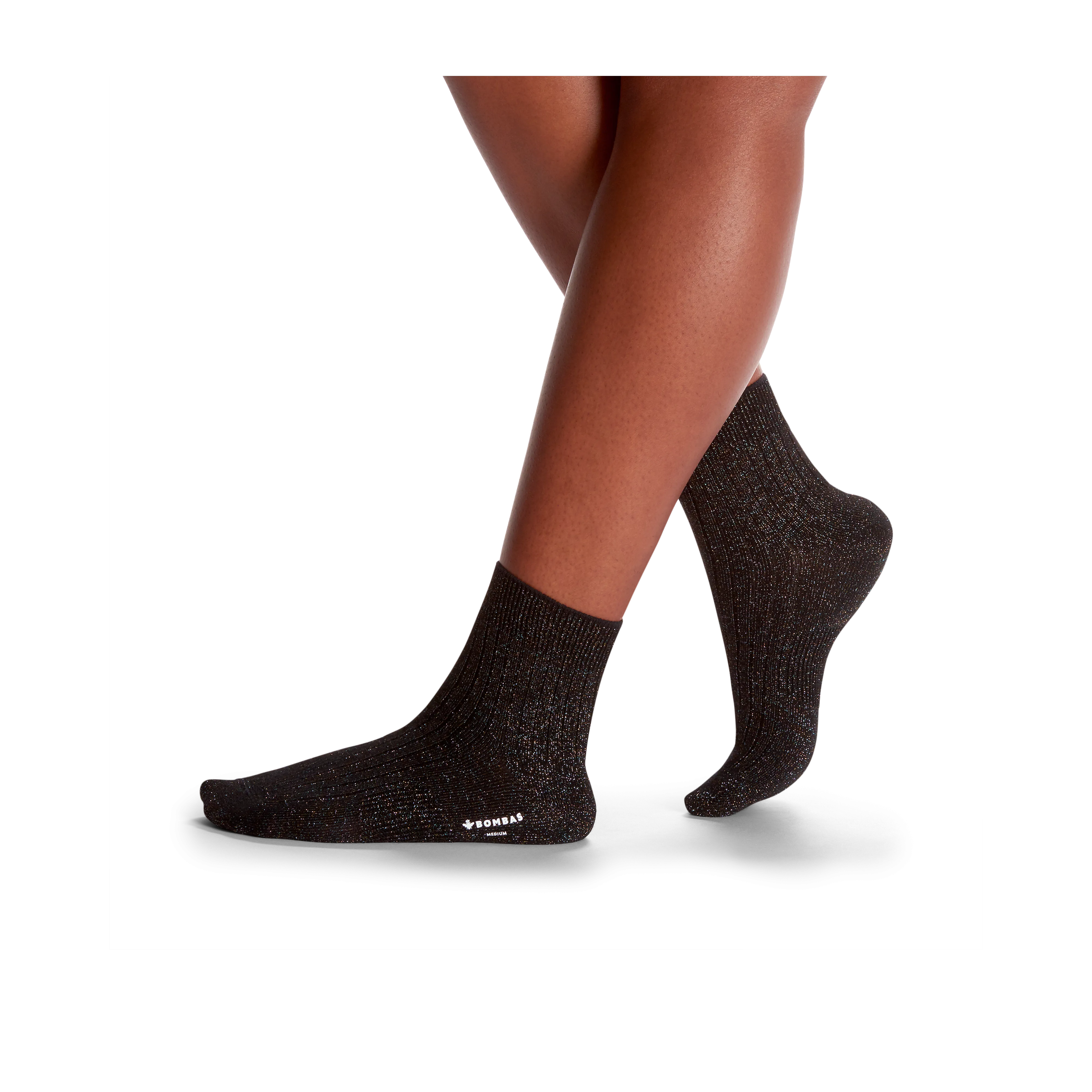 Women's Lightweight Sparkle Ribbed Quarter Socks