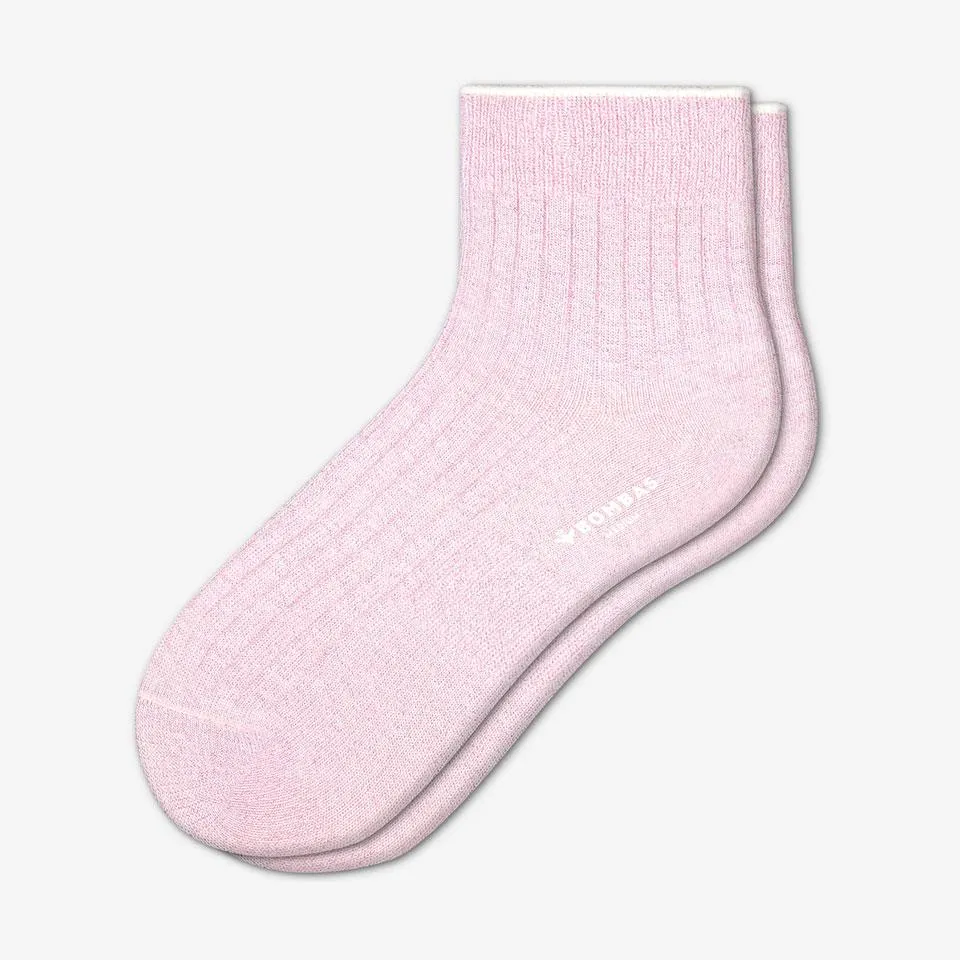 Women's Lightweight Sparkle Ribbed Quarter Socks