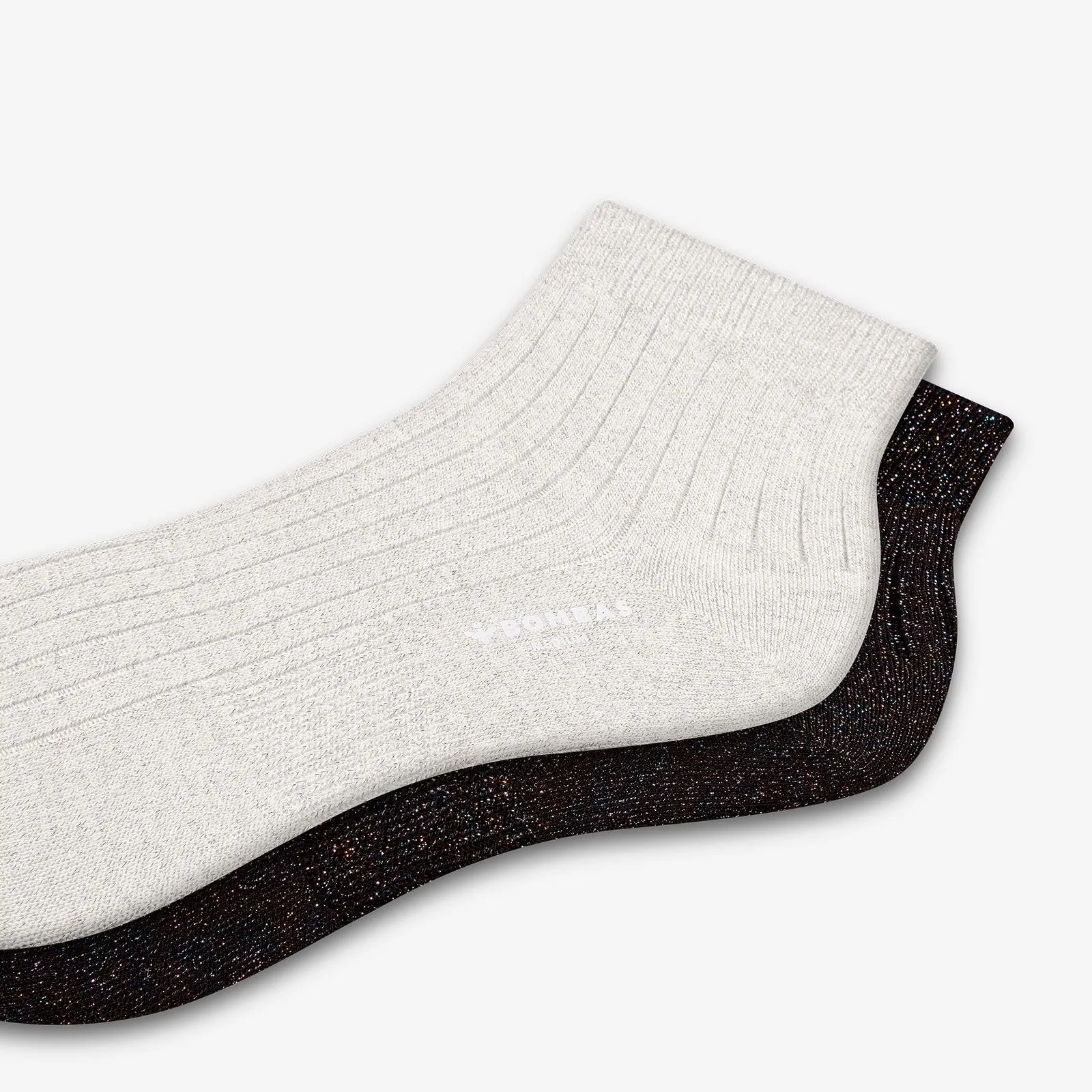 Women's Lightweight Sparkle Ribbed Quarter Socks