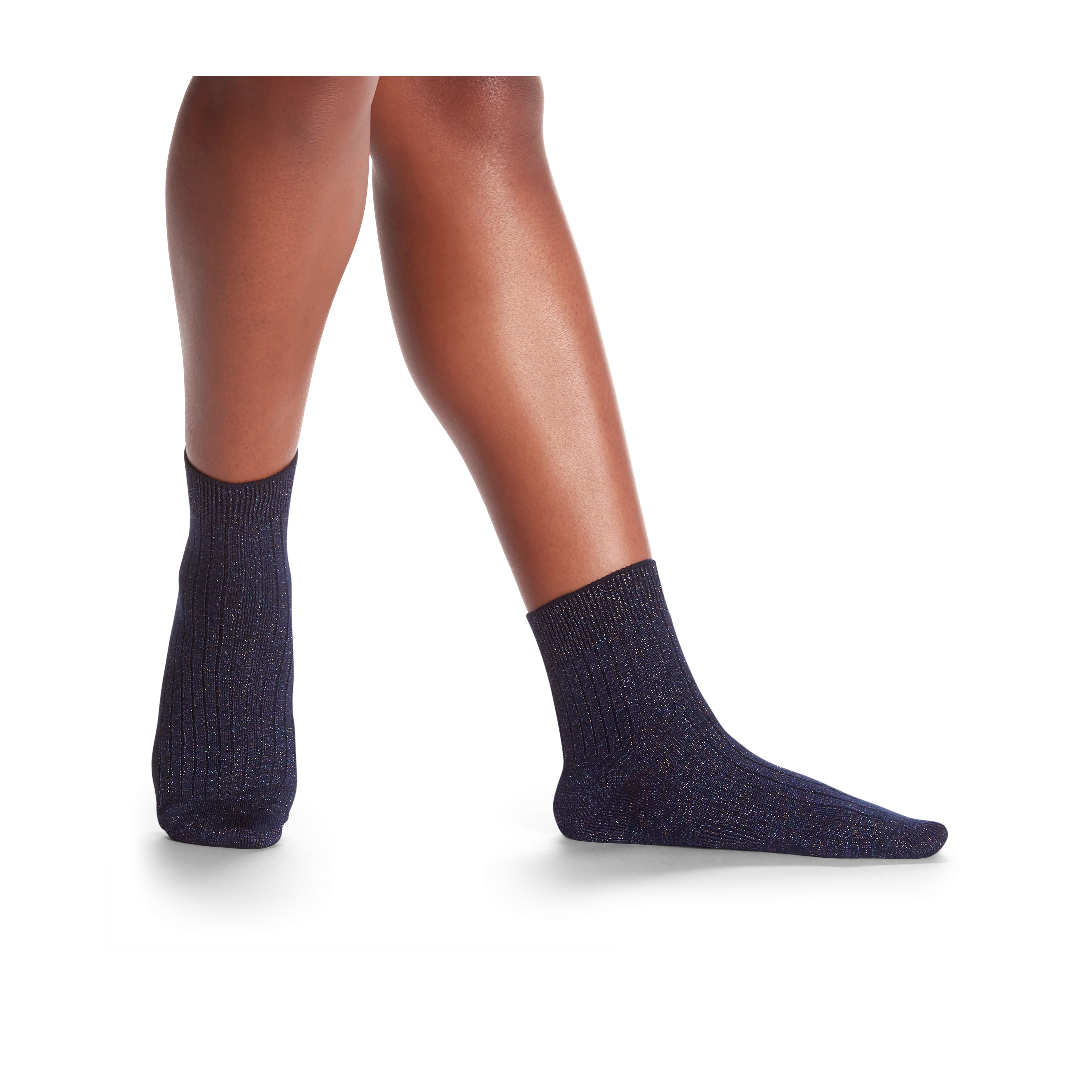 Women's Lightweight Sparkle Ribbed Quarter Socks