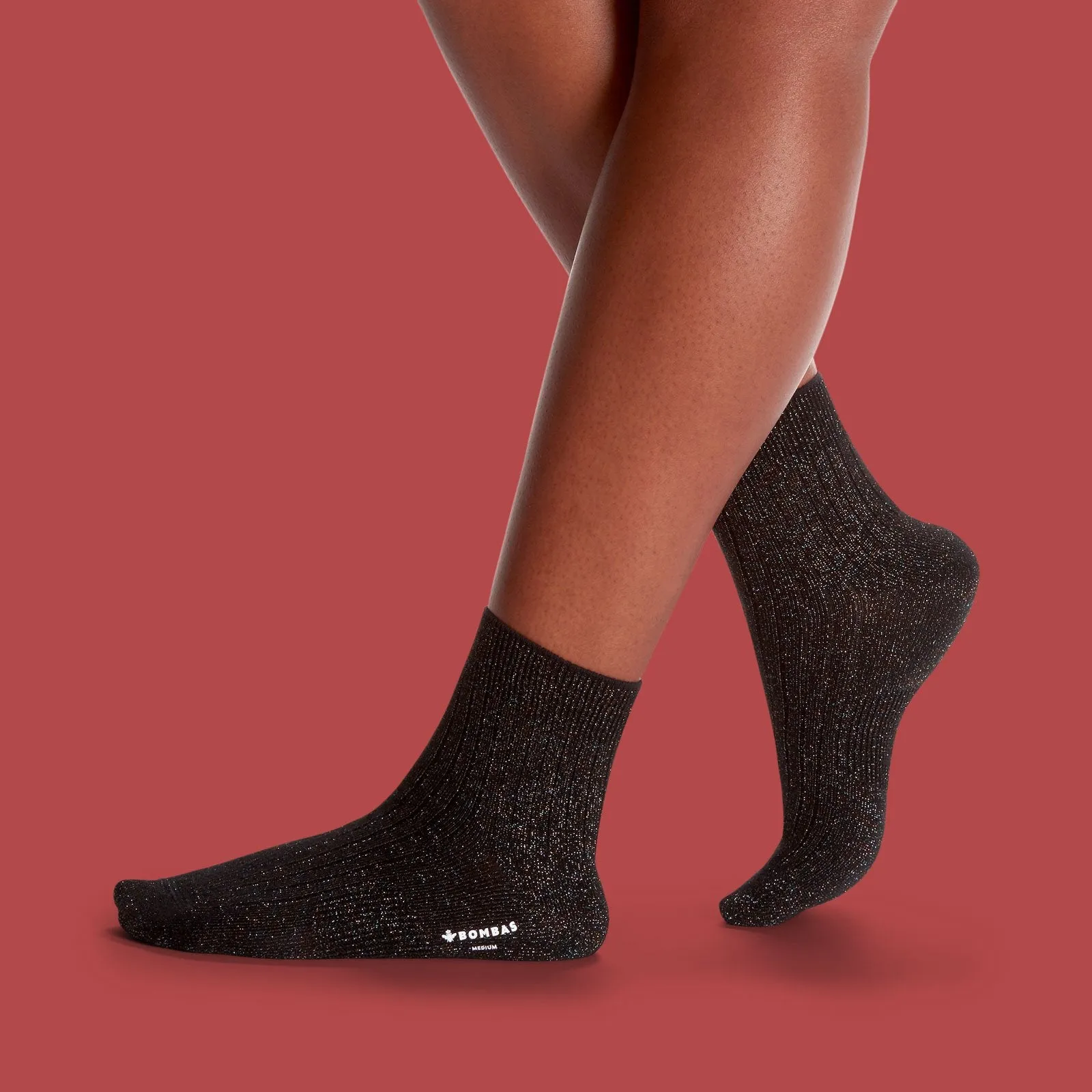 Women's Lightweight Sparkle Ribbed Quarter Socks